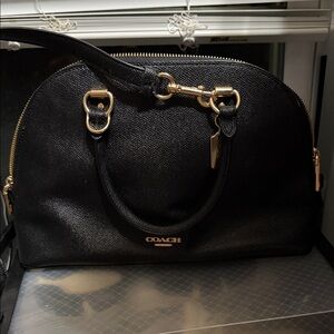 Coach Black Satchel with Gold Accents